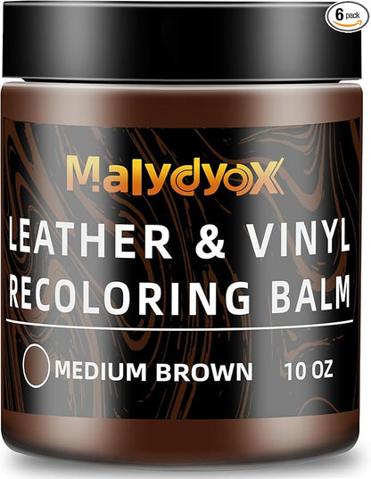 Malydyox Leather Recoloring Balm, 10 oz Leather Color Restorer Conditioner, Leather Color Repair Patch, Leather Restorer for Couches, Leather Color Repair Kits for Furniture, Sofa (Medium Brown)