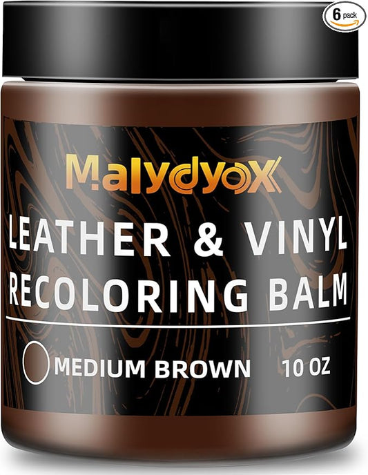 Malydyox Leather Recoloring Balm, 10 oz Leather Color Restorer Conditioner, Leather Color Repair Patch, Leather Restorer for Couches, Leather Color Repair Kits for Furniture, Sofa (Medium Brown)