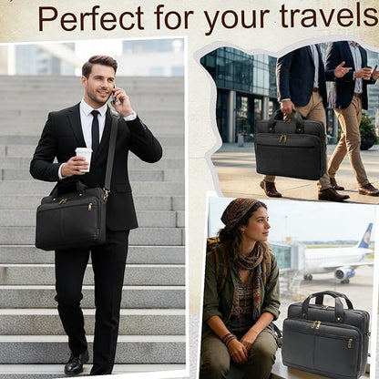 Briefcase for Men Leather Laptop Bag 16 Inch Messenger Bag Vintage Crossbody Laptop Computer Bag for Business,Work,Travel