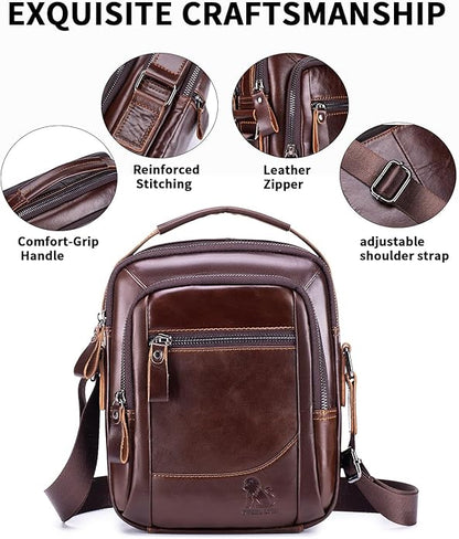 Premium Leather Men's Crossbody -Organized Storage & Durable,Stylish for Daily Carry