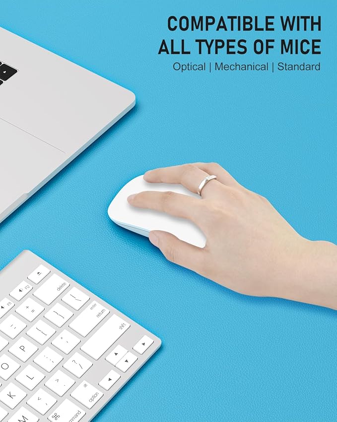 Desk Pad, 23.6" x 13.8" PU Leather Non-Slip Desk Mat Large Mouse Pad for Desktop, Waterproof Laptop Computer Writing Mat for Office, Home, Work, Gaming, Aqua Blue