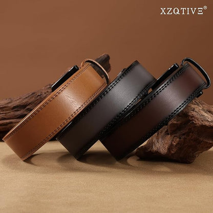 XZQTIVE Men’s Metal Free Belt Hypoallergenic Leather Belts For Jeans Dress Nickle Free TSA Belt With Black Buckle