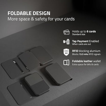 Fidelo Slim Wallet for Men – RFID Blocking Minimalist Credit Card Holder with Sliding Pop-Up Design - Push Button Men's Wallets - Front Pocket Wallet