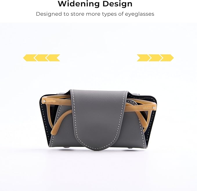 Car Sunglasses Holder Case, Leather Sunglasses Holder Clip for Car Sun Visor, Magnetic Glasses Clip, Car Interior Storage Accessories (Beige)