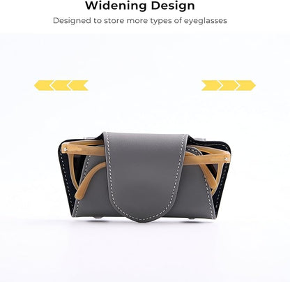 Car Sunglasses Holder Case, Leather Sunglasses Holder Clip for Car Sun Visor, Magnetic Glasses Clip, Car Interior Storage Accessories (Black)