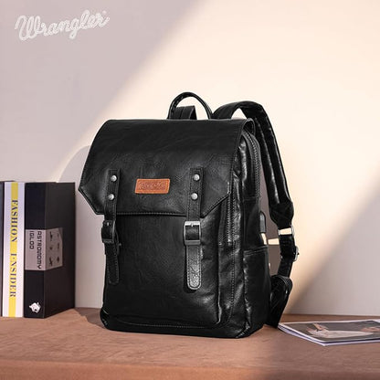 Montana West Wrangler Laptop Backpack with USB Charging Port, Vintage Travel Work College Bookbag for Women Men