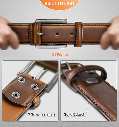 BULLIANT Men Belt Multi Pack,Leather Belt For Gift Men Golf Dress Casual Jean 7Holes 1 3/8"