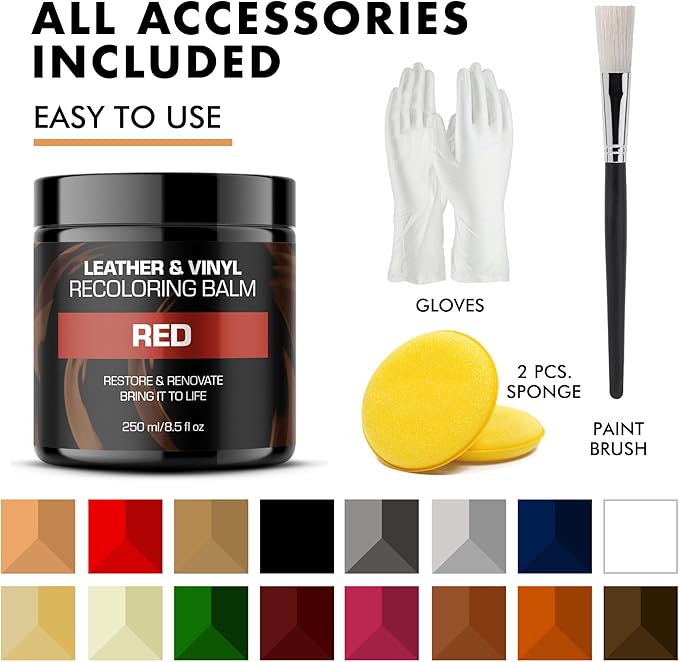 FORTIVO Leather Recoloring Balm, Color Restorer, Scratch Remover, Couch Paint and Repair, Leather Balm for Couches