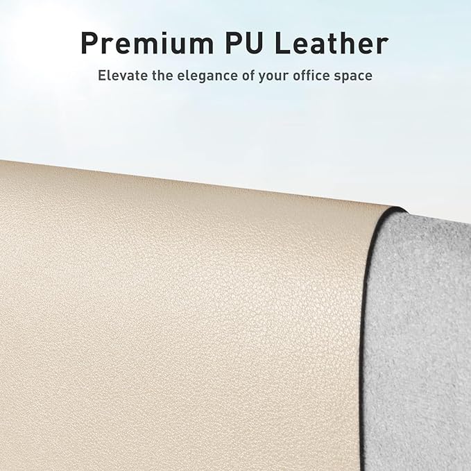 Aothia Faux Leather Desk Mat - Non-Slip PU Leather Desk Blotter, Waterproof Writing Surface, Large Desk Pad for Office & Home (Beige, 55" x 24")