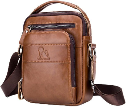 Men's Vinatge Leather Crossbody:Compact with Organized Pockets,Stylish & Functional for Everyday Carry