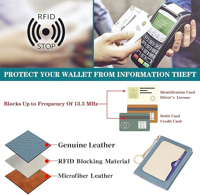 GAEKEAO Wallet Women RFID Blocking Small Bifold Vegan Leather Ladies Mini Purse with ID Window Zipper Change Pocket