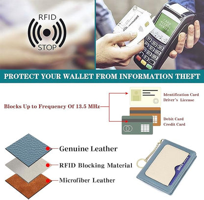 GAEKEAO Wallet Women RFID Blocking Small Bifold Vegan Leather Ladies Mini Purse with ID Window Zipper Change Pocket