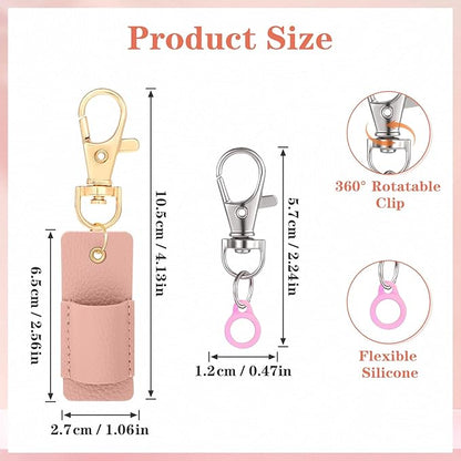 8 PCS Portable Pen Holder Set, 4 Leather Lanyard Pen Holders and 4 Retractable Silicone Pen Clips for Badge Reels, Notebooks and Lanyards - Ideal for Nurses, Teachers and Office