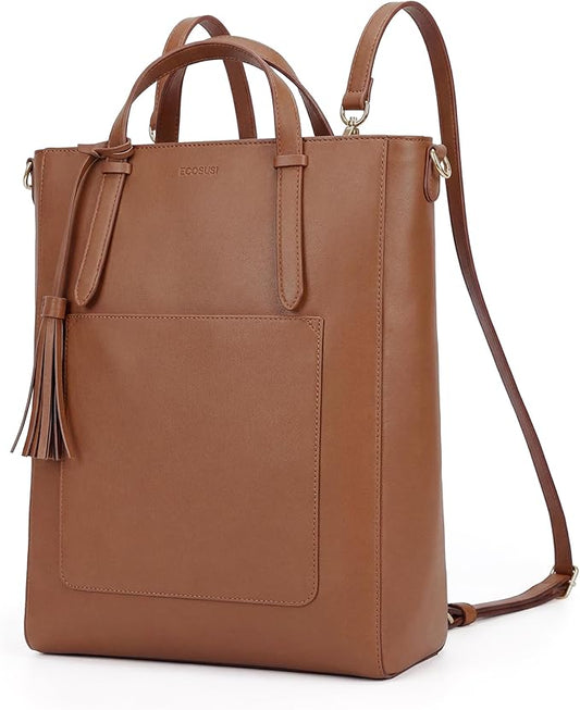 ECOSUSI Tote Bag Convertible Backpack for Women Vegan Leather Handbag Multifuction Shoulder Bag
