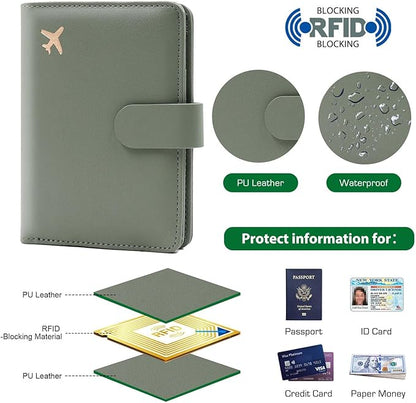Melsbrinna Premium Leather Passport Holder Covers Case, Waterproof Rfid Blocking Travel Wallet Passport Holder with Pen Holder, Cute Passport Book for Women/Men
