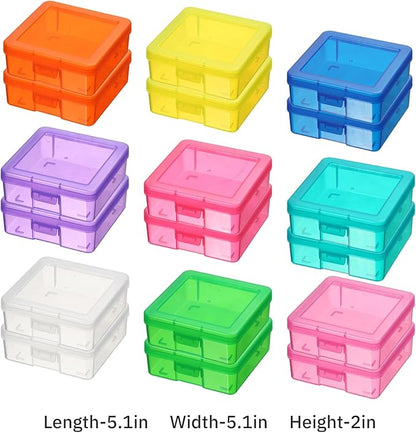 novelinks Plastic Small Storage Bins with Lids for Organizing, Mini Clear Storage Containers and Stackable Storage Box Organizer for Pencil Boxes, Task Boxes, Crayon Boxes (18 Pack Small -Color)