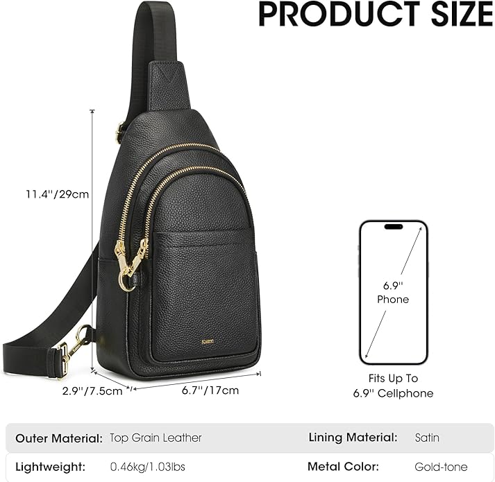 Kattee Sling Bag for Women, Leather Fanny Packs Crossbody Purse, Small Chest Bag for Travel with RFID Blocking