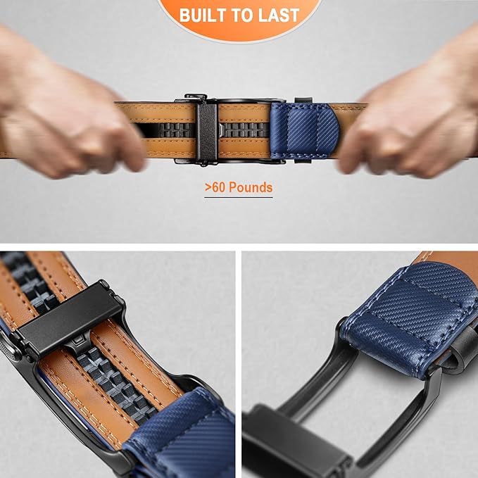 BULLIANT Men's Ratchet Belt Nontrimmable-Click Belt Adjustable for Men Gift Lightweight 1 3/8"
