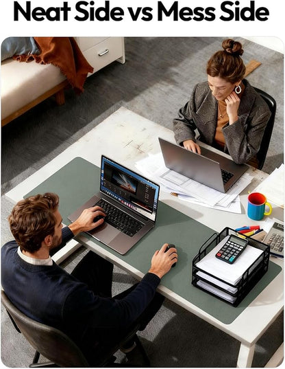 YSAGi Leather Desk Protector, Office Mat, Large Mouse Mat, Non-Slip PU Leather Blotter, Laptop Desk, Waterproof Writing Pad for Office and Home (Dark Green, 31.5" x 15.8")
