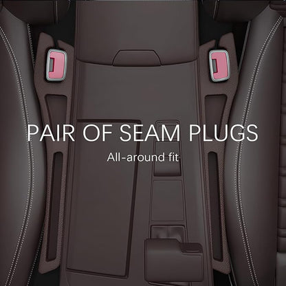 2PCS Car Seat Gap Filler Organizer,2 in 1 Car Gap Filler with Fill and Storage Function for Storing Phones Keys Cards,Universal Multifunctional No Drop Seat Guard for Cars (Brown)