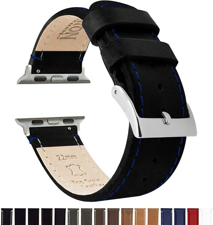 BARTON WATCH BANDS - Top Grain Leather Watch Bands Compatible with Apple Watch Models - 1, 2, 3, 4, 5, 6, 7, 8, 9, 10, SE, Ultra & Ultra 2