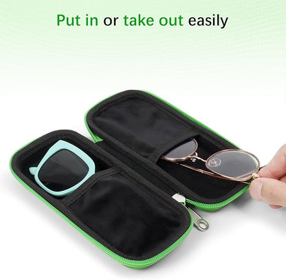 Double Eyeglasses Case Hard Shell Dual Sunglasses Organizer with Zipper Closure Travel Eyewear Storage for Vehicle