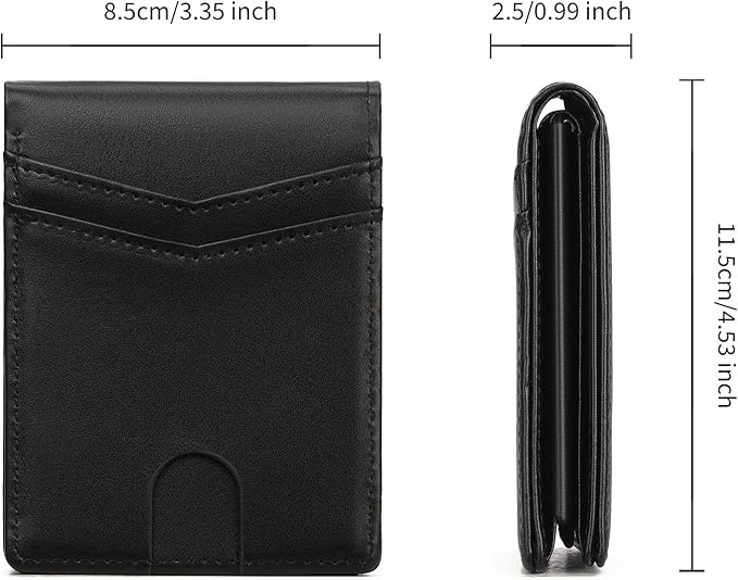 Leather Wallet for Men RFID Blocking Bifold Minimalist Pocket Men Wallet With 2 ID Window