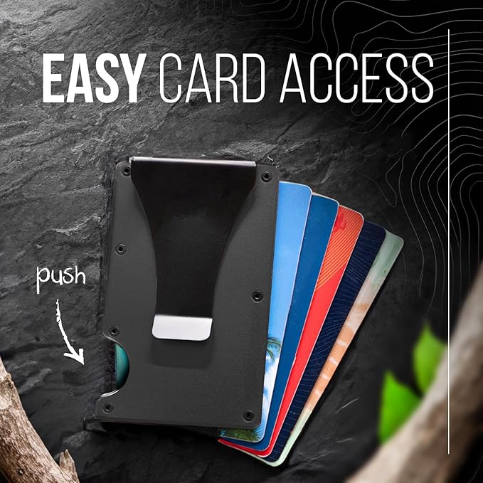 Minimalist Slim Wallet for Men,RFID Blocking Metal Wallet,Aluminum Credit Card Holder & Money Clip 12-15 Cards,Slim Rfid Front Pocket Mens Wallet,Matt Black