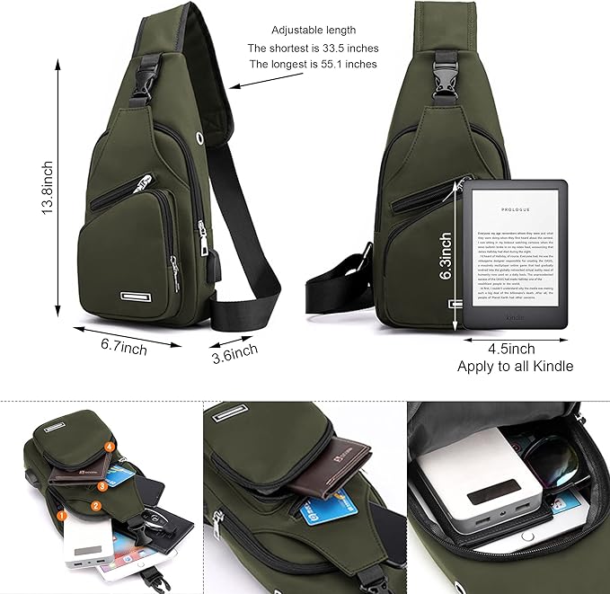Waterproof Sling Bag Crossbody Backpack for Men Women Sling Backpack Hiking Daypack Multipurpose Cross Body Chest Bag