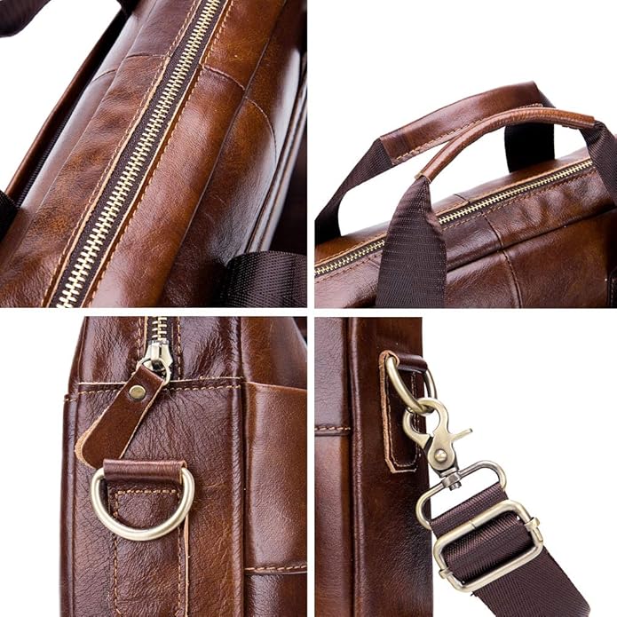Hebetag Small Leather Sling Shoulder Bag Messenger Pack for Men Women Outdoor Travel Business
