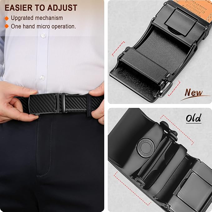 KEMISANT Belt Men, Sliding Ratchet Belt Genuine Leather For Gift Mens Dress Pants Oxfords,Size Adjustable