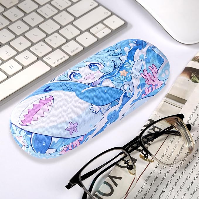 PERFECTSIGHT Hard Shell Eyeglasses Case, PU Leather Protective Glasses Case, Cute Eyeglass Case for Women Men Girls