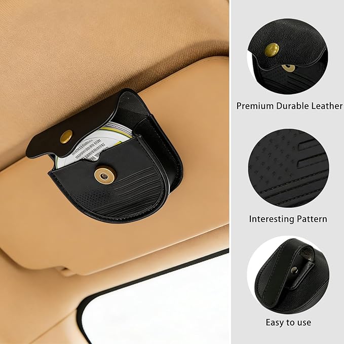 Car Visor ZYN Holder Faux Leather Pouch – Magnetic Snap Zyn Can Holster for Sun Visor, Premium PU Organizer for Pouch Cans, Universal Fit Car Interior Accessories for Men & Women (Gray)