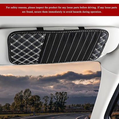 2 PCS Car CD Visor Storage Cases, Large Capacity Auto Sun Visor DVD Holder with 10 Storage Sleeves, Leather Sunshade CD Pocket Interior Decoration for Cars Trucks SUVs (White)