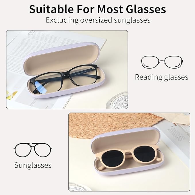 Glasses Case Hard Shell, Leather Protective Case for Sunglasses with Cleaning Cloth, Cute Eyeglass Cases for Women
