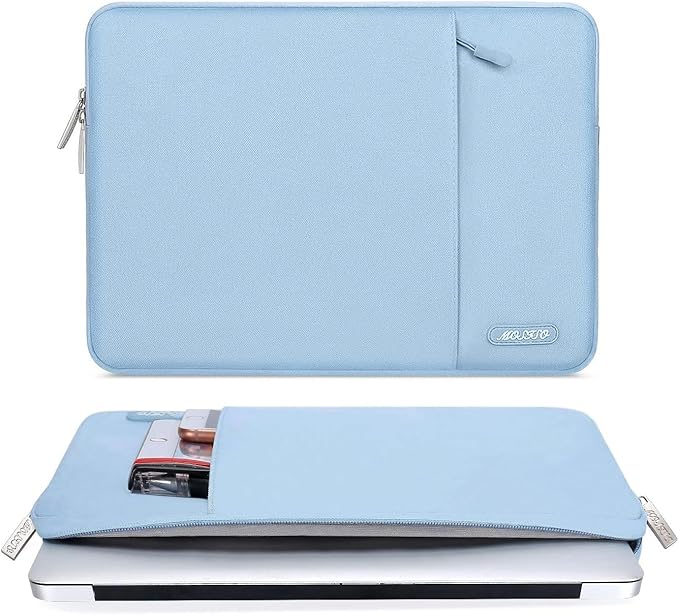 MOSISO Laptop Case 15 inch, 15 inch Laptop Sleeve Compatible with MacBook Air M5 A3448 M4 A3241 M3 A3114 M2 A2941 2026-2023, Dell XPS, Polyester Vertical Computer Sleeve Bag with Pocket, Air Blue