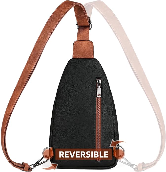 MASINTOR Sling Bag for Women - Crossbody Bags Fanny Pack with Vegan Leather - Adjustable Sling Backack for Travel