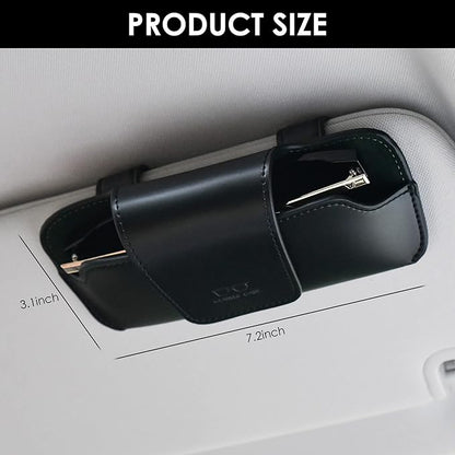 Sunglass Holder for Car Visor, Car Sunglasses Holder Leather, Eyeglasses Holder Glasses Storage Case Visor Accessories