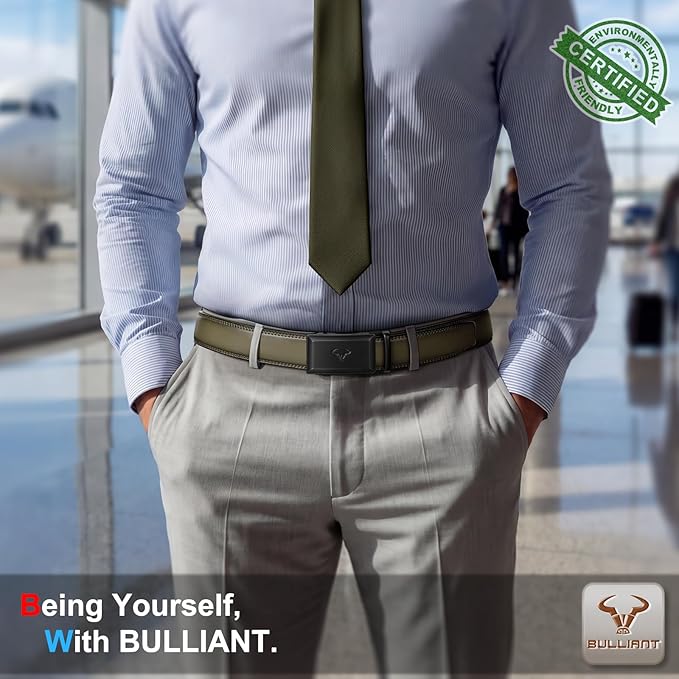 BULLIANT Men Belt,Ratchet Leather Belt Click Adjustable for Men Jeans Dress Casual 1 3/8-Cut to Fit
