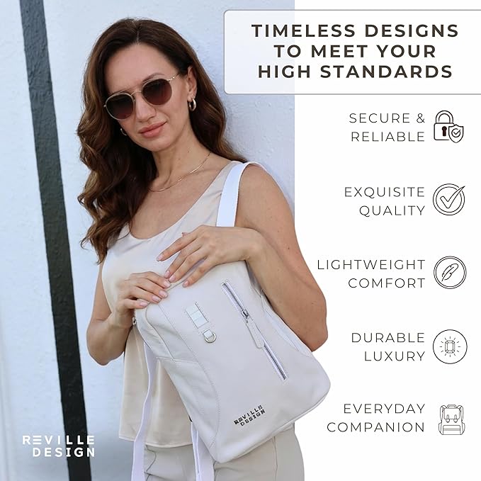 Full Grain Leather Backpack – Water-Resistant, Padded Laptop Compartment, Adjustable Straps, 16L Capacity, Slim Design, Leather Backpack for Men and Women - Cloud White