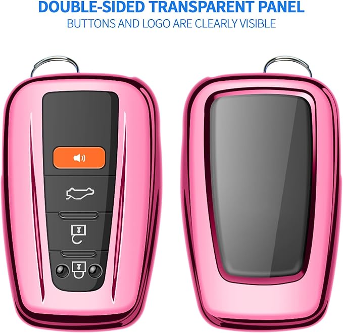 Autophone for Toyota Key Fob Cover with Keychain Soft TPU Key Shell Case,For 2019-2026 Rav4 2020-2022 Highlander Corolla Prius 2018-2024 Camry C-HR Avalon GT86 2021-2024 4runner(Pink)