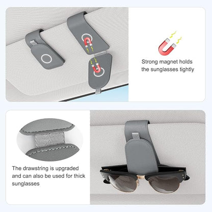 Sotfamily Sunglass Holder for Car Visor, Suede Cloth Magnetic Sunglass Organizer for Car Accessories, 2 Packs, Gray