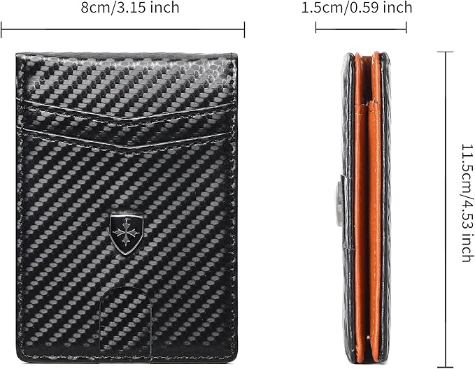 Mens Wallet Leather Credit Card Holder Slim Bifold RFID Blocking Front Pockets Minimalist Wallets for Men with ID Window