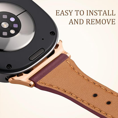 GEAK Slim Leather Band Compatible with Samsung Galaxy Watch 8 40mm 44mm/Watch 8 Classic 46mm, No Gap Adjustable Genuine Leather Replacement Dressy Strap for Samsung Watch 8 Bands Women