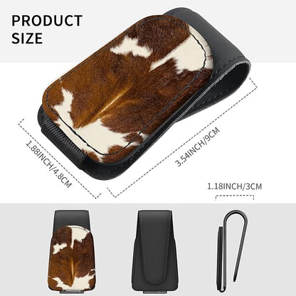 Sunglasses Holder for Car Visor, PU Leather Glasses Clip Organizer, Cute Magnetic Eyeglass Holder for Vehicle Sun Visor, Car Interior Accessory for Women & Men Brown Cow Hide