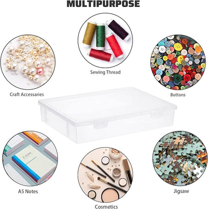 BTSKY Clear Plastic Storage Box with Flap Lid, Multipurpose Craft Organizers and Storage Box Art Supply Storage Organizer Plastic Sewing Box for Beads Pencils Notebooks, 6 Pack Medium