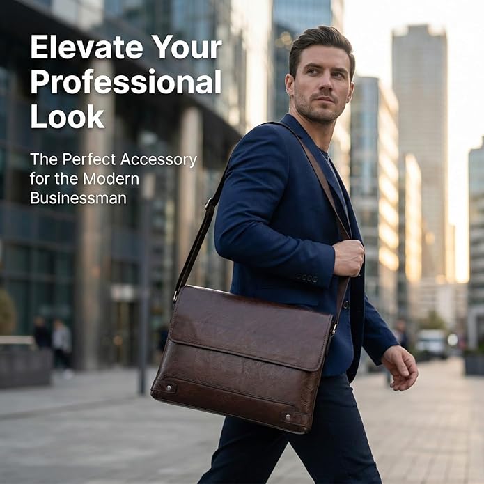 Messenger Bag for Men, 13 inch Purse Crossbody Bag, Waterproof Shoulder Bag for Office Business