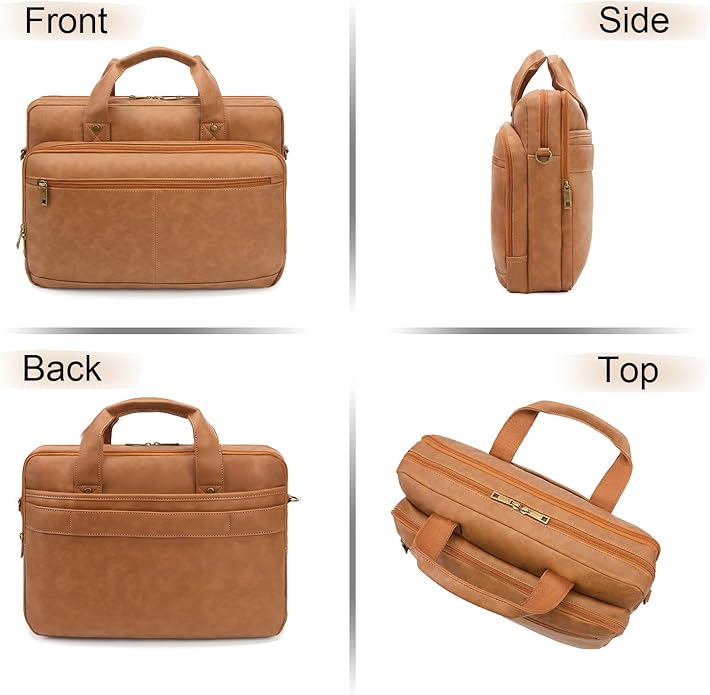 Briefcase for Men Leather Laptop Bag 16 Inch Messenger Bag Vintage Crossbody Laptop Computer Bag for Business,Work,Travel
