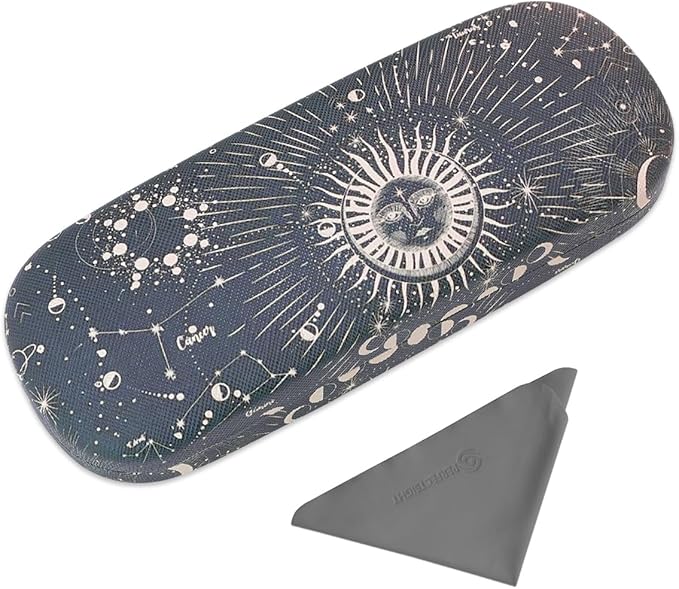 PERFECTSIGHT Hard Shell Eyeglasses Case, PU Leather Protective Glasses Case, Cute Eyeglass Case for Women Men Girls