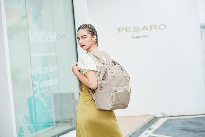 Kah&Kee Leather Backpack for Women and Men 15-inch Laptop Bag | Teacher Professional, Diaper Bag Backpack, Ideal for Work, School, Nurse, College & Travel (Ivory II, Medium)